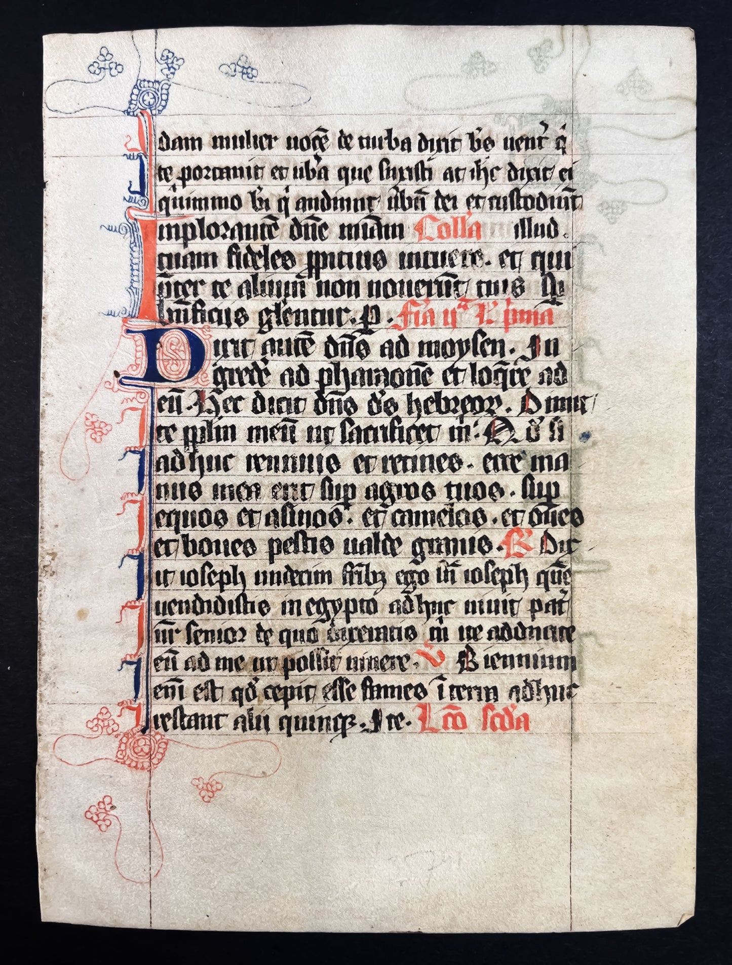 Early French Breviary c.1300 14th century leaf with decorative border on vellum