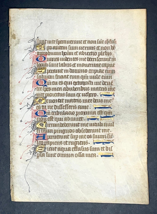 15th Century Parisian Book of Hours Leaf with many initials