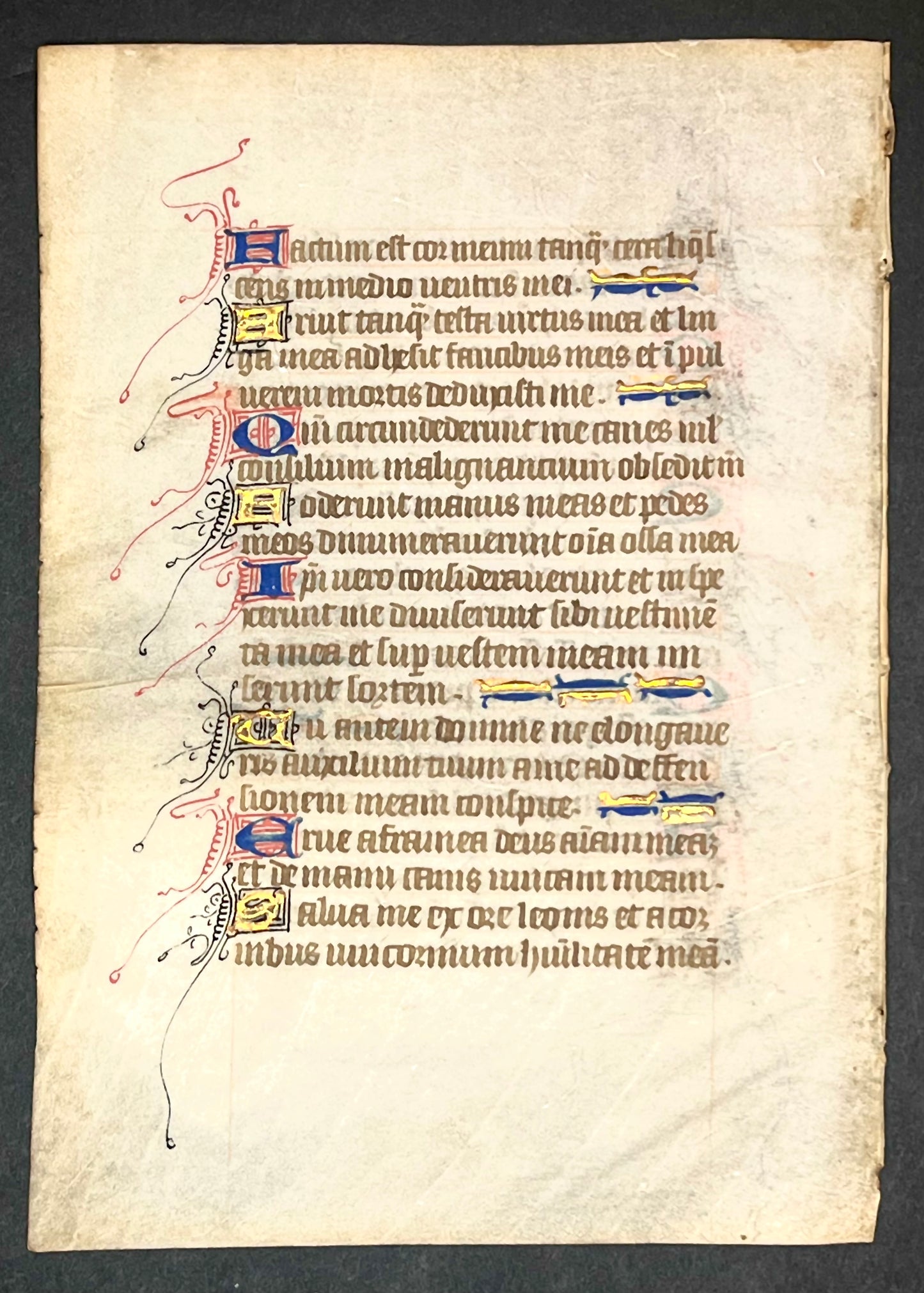 15th Century Parisian Book of Hours Leaf with many initials