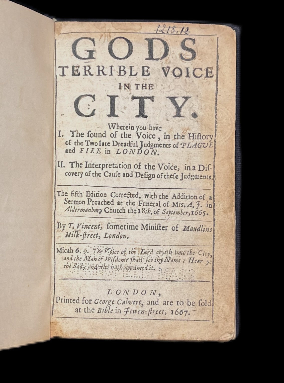 Gods Terrible Voice in the City. 1667