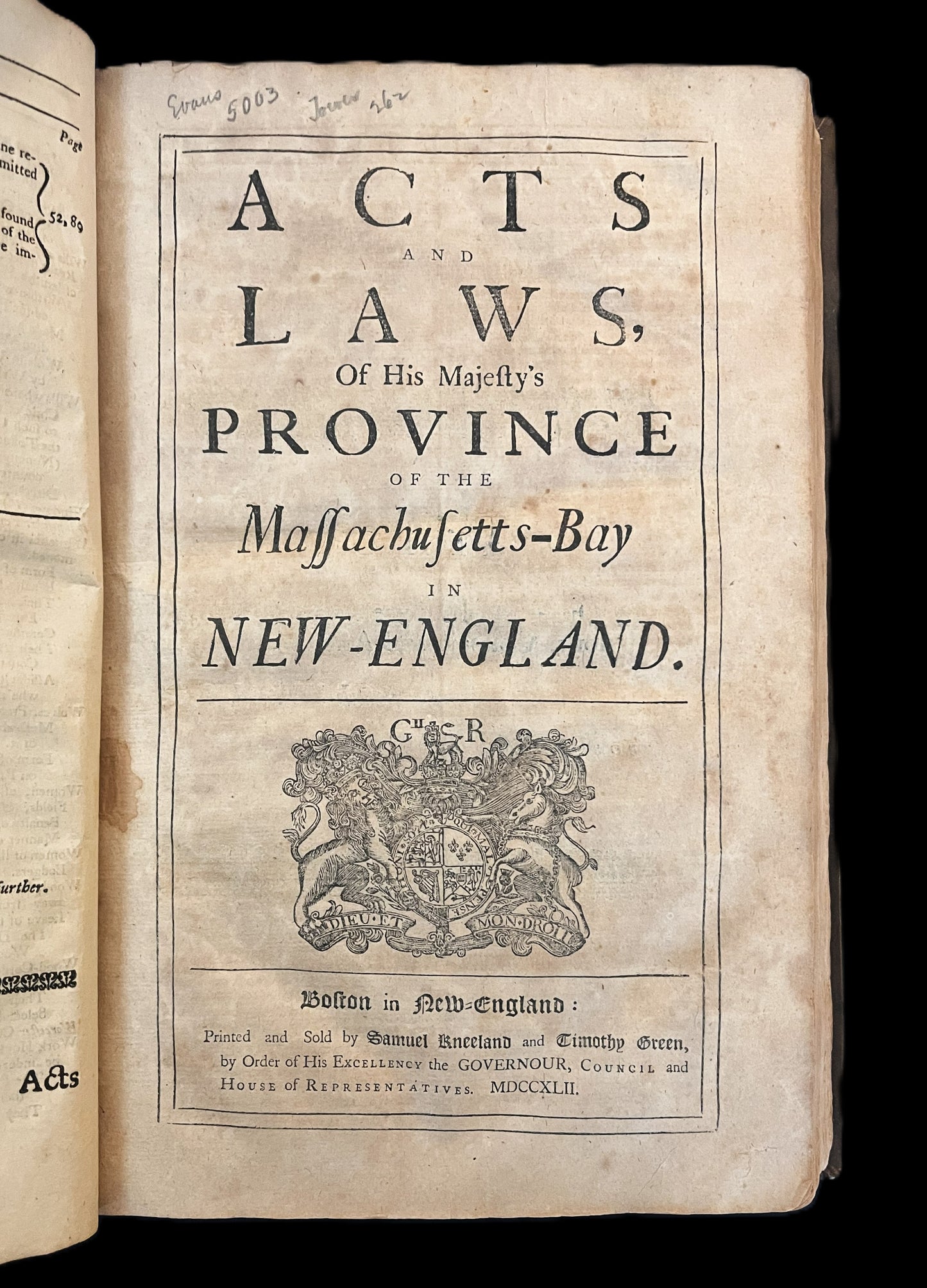 The Charter Granted by Their Majesties King William and Queen Mary . 1742