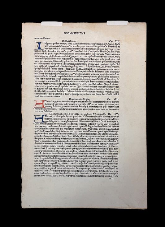 [Incunabula Leaf] Naturalis Historiae, 1487