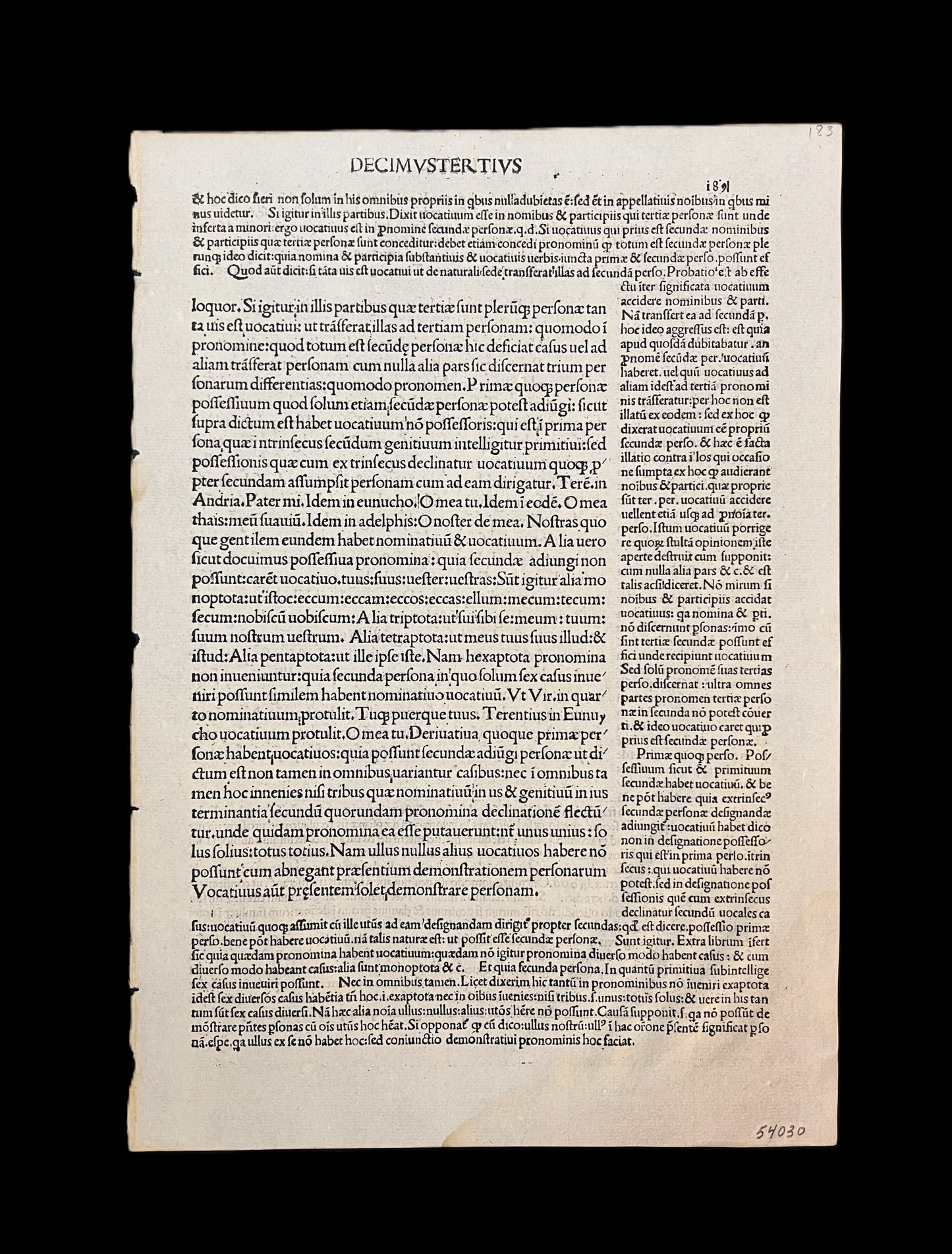 [Incunabula Leaf] Philippus Pincius 1492