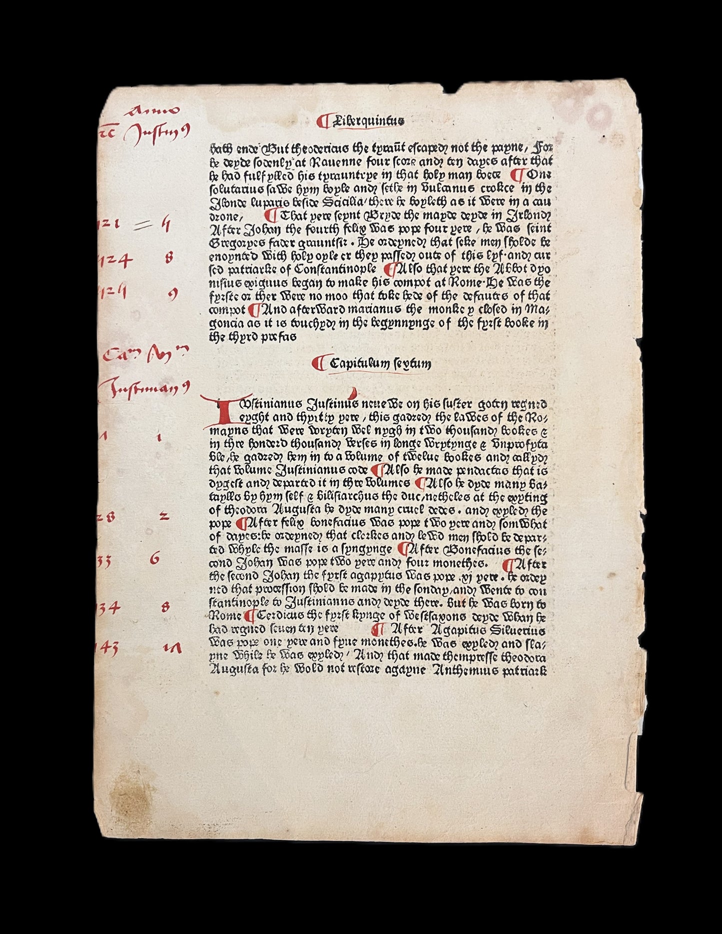 [Incunabula Leaf] William Caxton Polychronicon 1482
